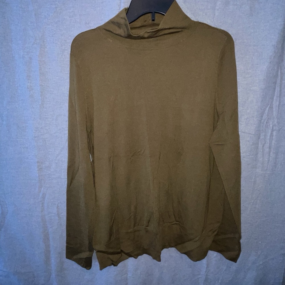 Lafayette 148 New York Pullover Lurex Turtleneck Wool Camel Brown Size XXL